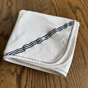 Baby Dior White Blue Star Designer Receiving Blanket 100% Cotton Made in USA